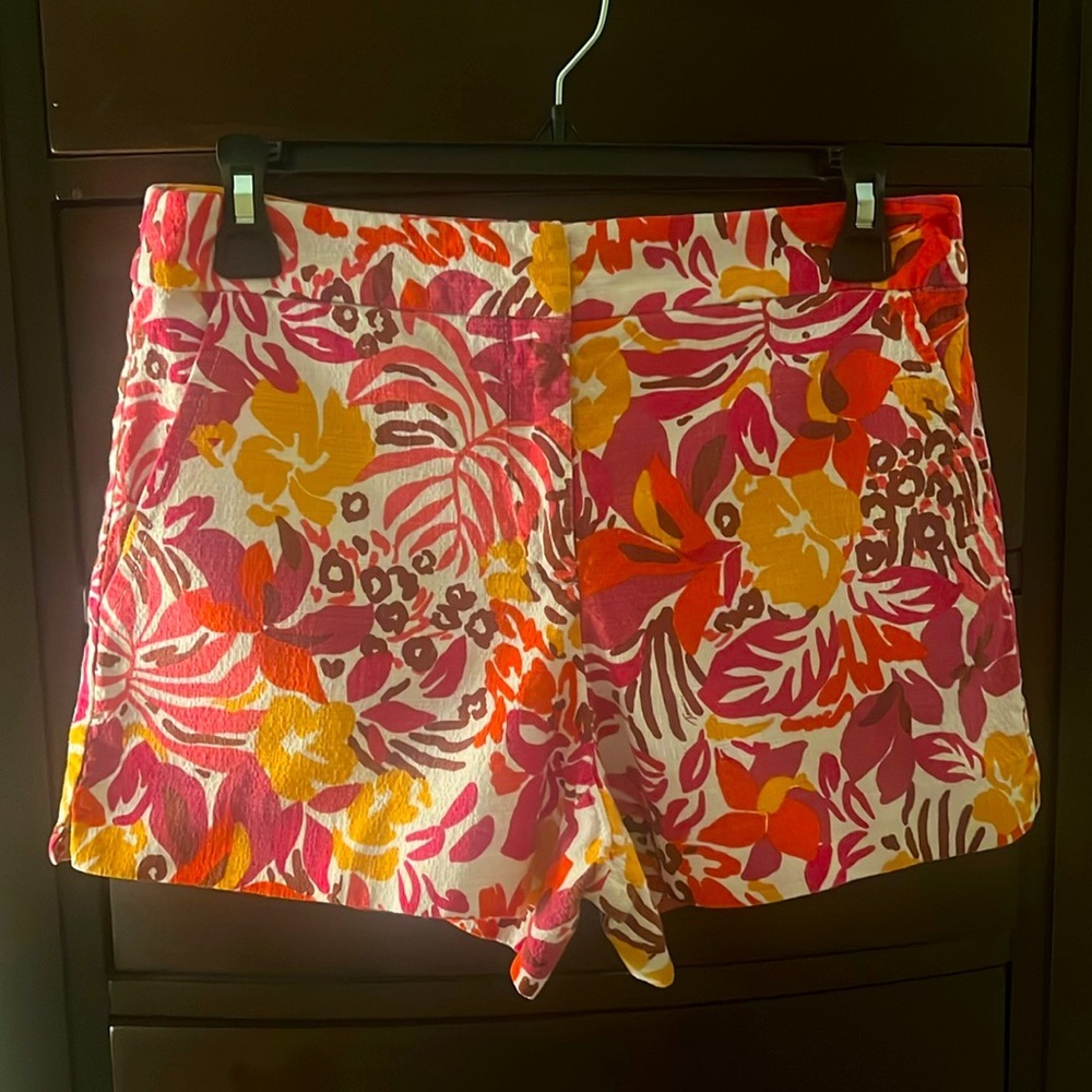 Trina Turk Printed Shorts – Bold Pink & Orange | Size 4